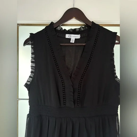 Christina B Elegant Black Sleeveless Flowy Dress in size small - Picture 5 of 7